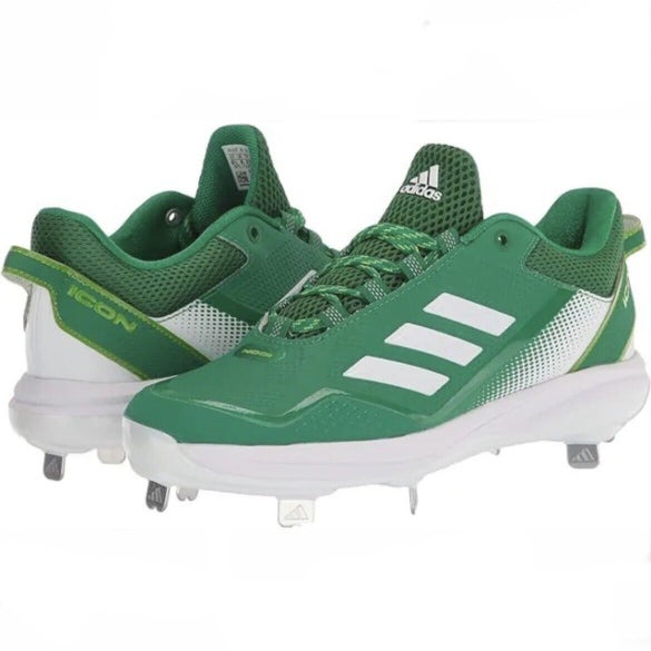 new mens 10.5 Adidas Icon 7 green/white metal Baseball Cleats s23859