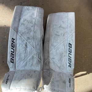White Used Intermediate Medium Bauer Supreme M5 Pro Goalie Leg Pads