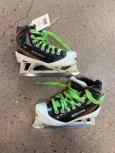 Junior Used Bauer Pro Hockey Goalie Skates Extra Wide Width Size 1