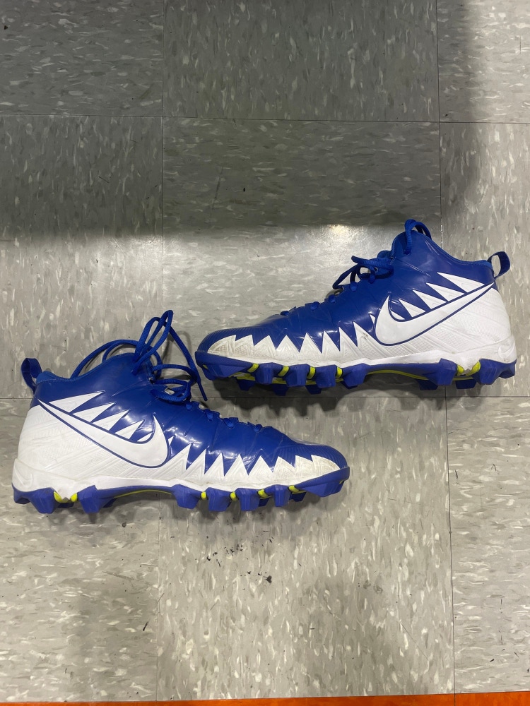 Blue Adult Used Men's Size 12 (Women's 13) Turf Cleats Nike Alpha Menace 3 Shark Mid Top Cleats