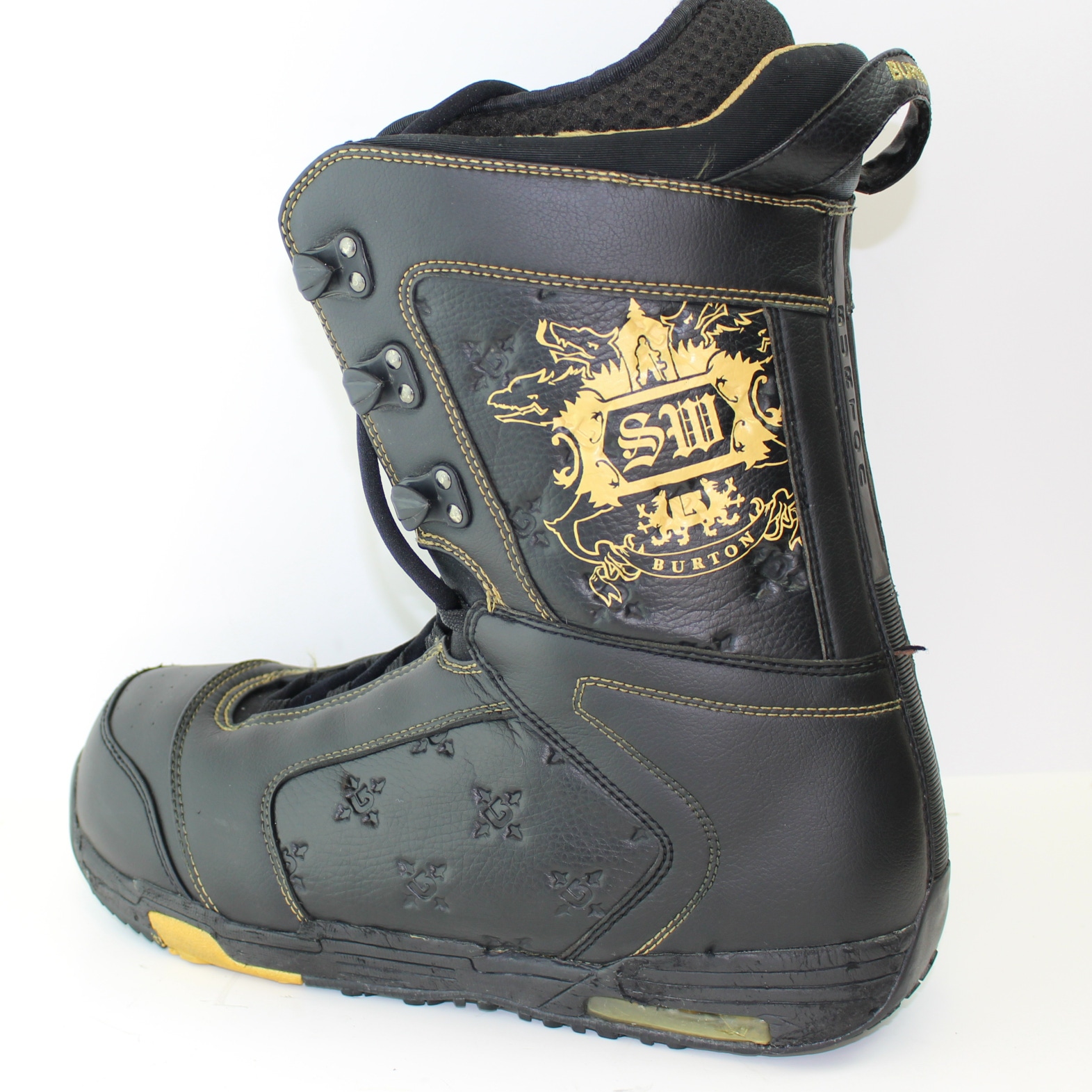 Men's Used Size 11.5 (Women's 12.5) Burton Shaun White Black Snowboard Boots