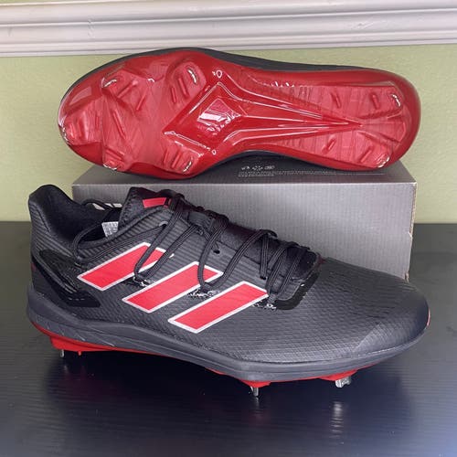 Adidas Adizero Afterburner 8 Metal Baseball Cleats Size 13 Black Red H00976