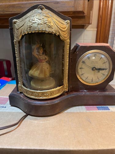 Vintage Dancing Ballerina United Electric Clock Corp Model 870 Animated & Music