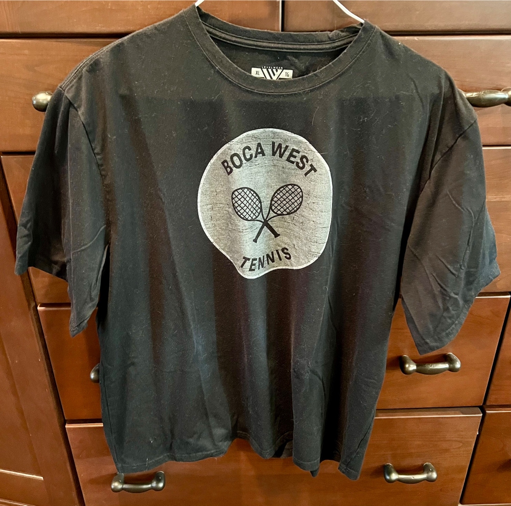 Used Black Boca West Tennis Logo Cotton Blend T-Shirt (Size XL)