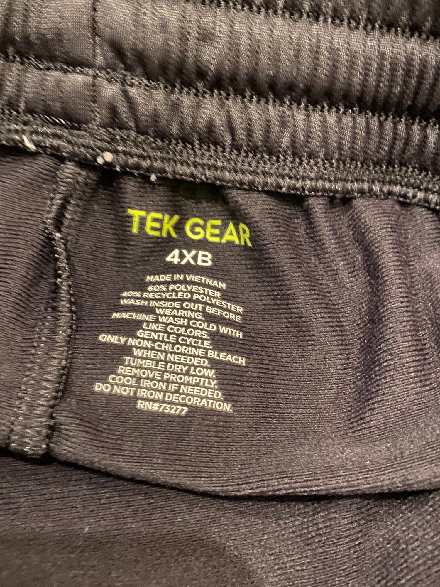 Tek Gear Adult 4XB 4XL Black Track Pants