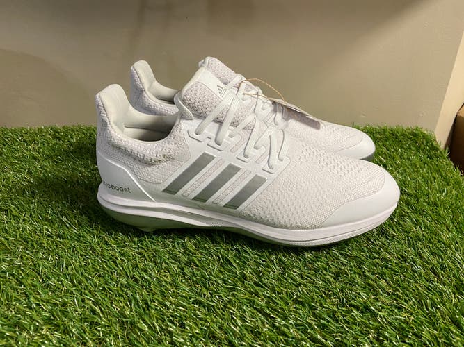 *SOLD* Adidas Ultra Boost DNA 5.0 Baseball Cleats Men Size 10.5 White/Silver ID9622 NEW