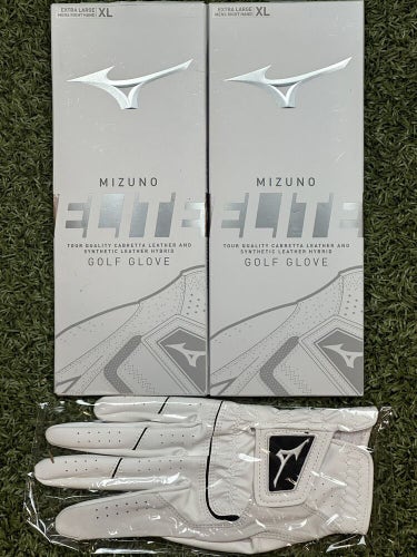 Mizuno Elite Leather Golf Glove For Left-Handed Golfer 2-Pack Bundle XL #99999