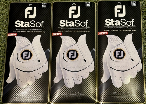 FootJoy 2023 StaSof Mens Golf Glove 3-Pack For Lefty Bundle Large L New #99999