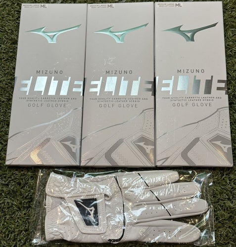Mizuno Elite Leather Golf Glove 3-Pack Bundle Lot Men's Medium Large ML #99999
