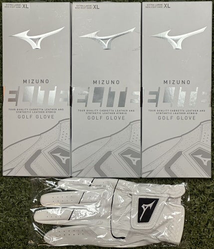Mizuno Elite Leather Golf Glove For Left-Handed Golfer 3-Pack Bundle XL #99999