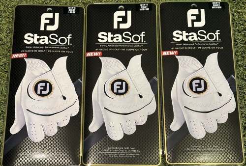 FootJoy 2023 StaSof Mens Golf Glove 3-Pack For Lefty Bundle Medium M New #99999