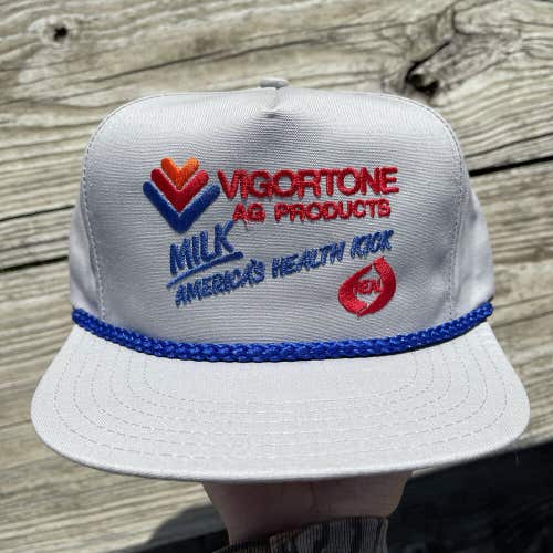 Vintage Vigortone Ag Products Milk Hat Cap Snapback Farm NEW