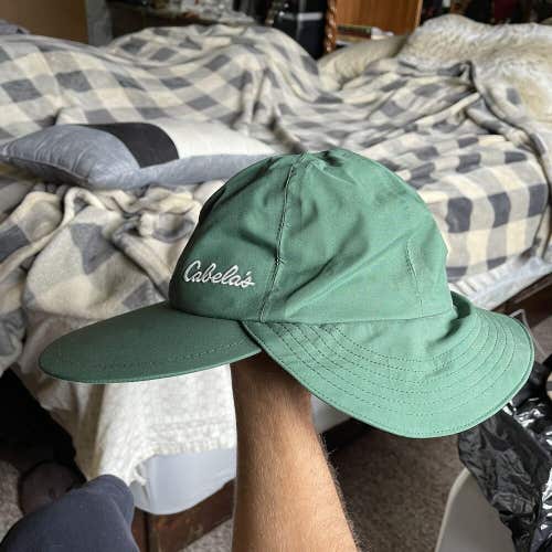 Vintage Cabelas Fishing Cap Ear Flaps Hat Made In USA Size Large Rare