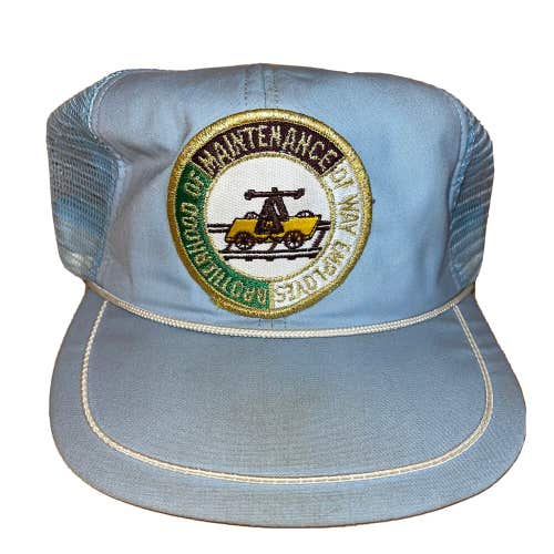Vintage Train Railroad Brotherhood of Maintenance Patch Hat Cap Rare