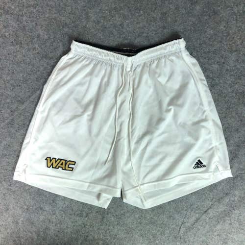 WAC Western Athletic Conference Adidas Womens Shorts Large White Gold NCAA A6