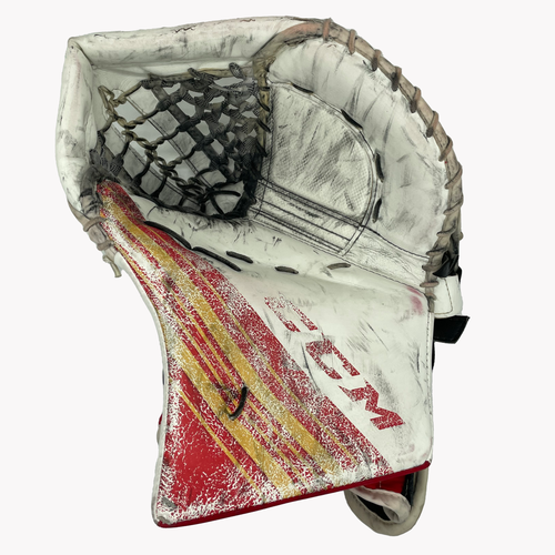 Used Regular CCM EFlex 5 Pro Stock Goalie Glove (White/Red/Yellow)