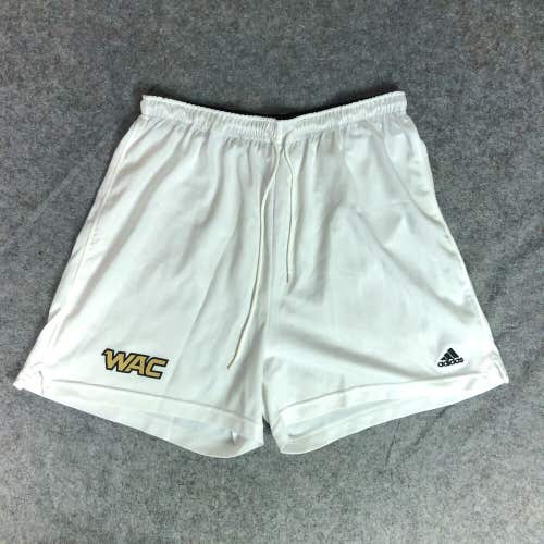 WAC Western Athletic Conference Adidas Womens Shorts Large White Gold NCAA A5