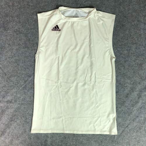 Adidas Mens Shirt 2XL XXL Cream Tank Compression Gym Performance Sleeveless A2