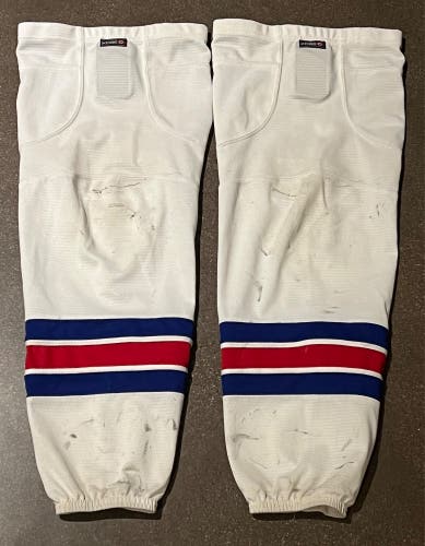 Used Kobe Size Adult Large New York Rangers Colour Way Hockey Socks (Check Description)