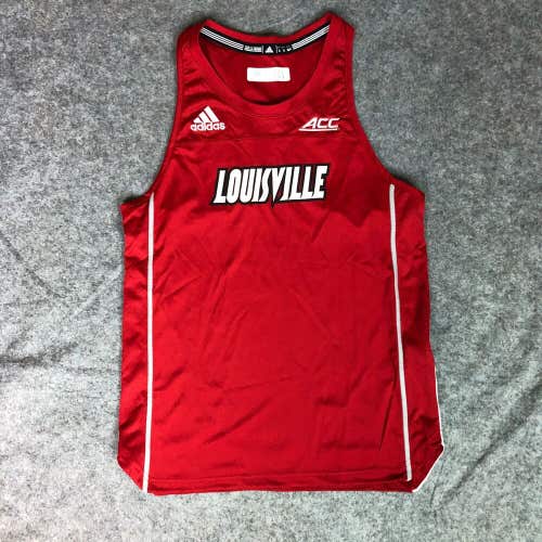 Louisville Cardinals Womens Shirt Small Adidas Red White Tank Top Track NCAA