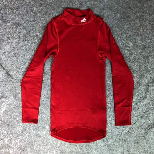 Adidas Mens Shirt Extra Small Red White Long Sleeve Compression Mock Climawarm