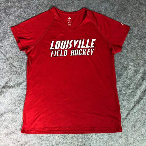 Louisville Cardinals Womens Shirt Large Adidas Red Tee Short Sleeve Sport NCAA