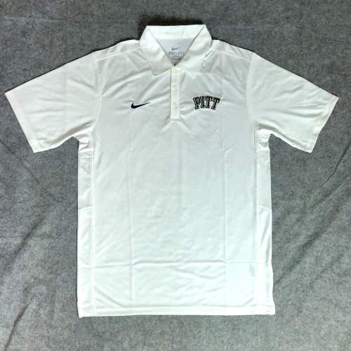 Pittsburgh Panthers Mens Shirt Medium Polo Nike White Short Sleeve Basketball