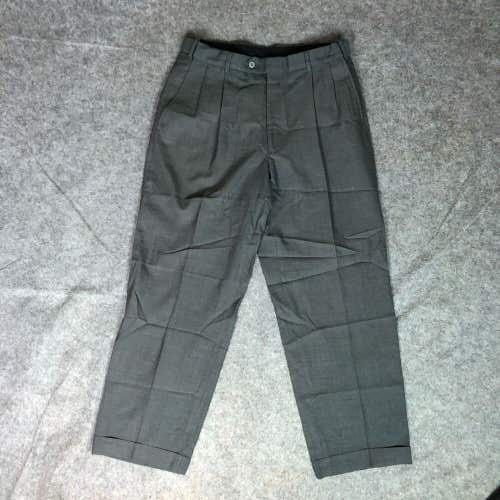 Palm Beach Mens Pants 34x28 Gray Wool Straight Pleated Dress Formal Business ^