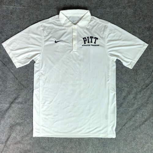 Pittsburgh Panthers Mens Shirt Small Polo Nike White Short Sleeve Volleyball Top