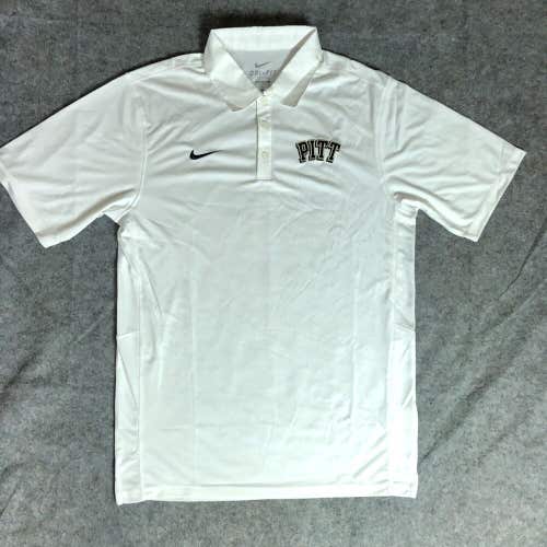 Pittsburgh Panthers Mens Shirt Small Polo Nike White Short Sleeve Basketball