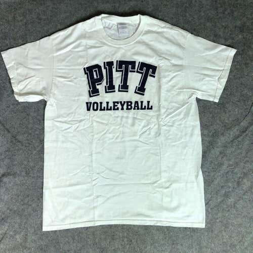Pittsburgh Panthers Mens Shirt Large White Navy Tee Short Sleeve NCAA Volleyball
