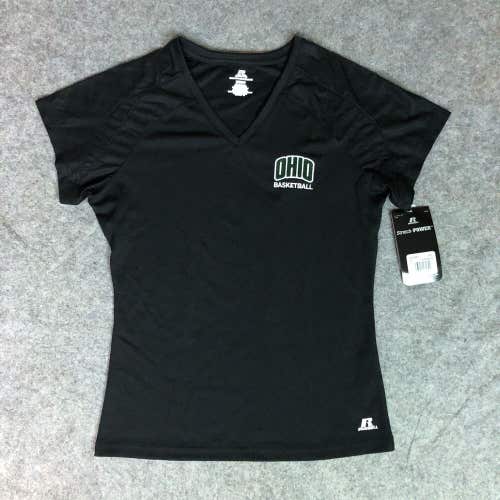 Ohio Bobcats Womens Shirt Small Black White Tee Short Sleeve NCAA Basketball NWT
