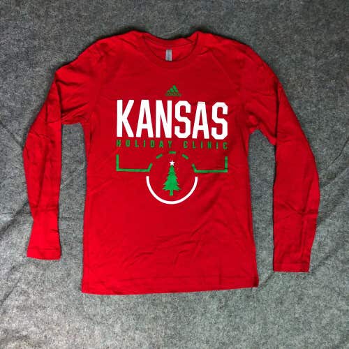 Kansas Jayhawks Mens Shirt Small Red White Long Sleeve Tee Top Basketball NCAA
