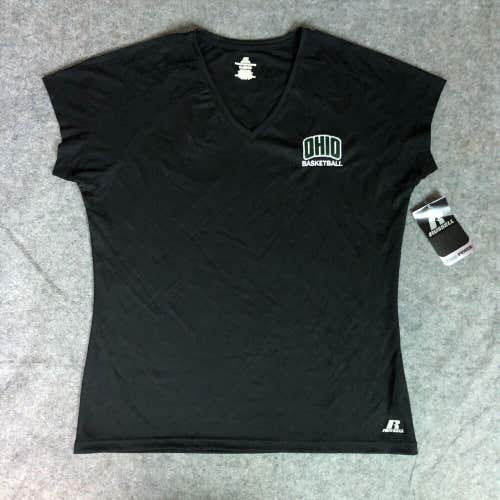 Ohio Bobcats Womens Shirt Extra Large Black Tee Short Sleeve NCAA Basketball NWT