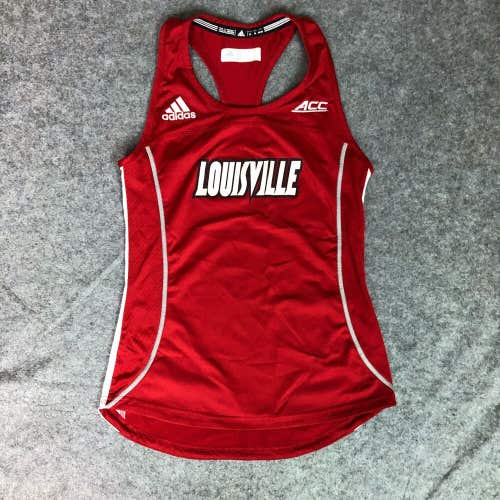 Louisville Cardinals Womens Shirt Medium Adidas Red White Tank Top Track NCAA
