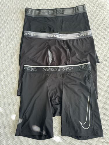 Lot of 3 Men's Compression Shorts - Nike Pro and Hanes - XL