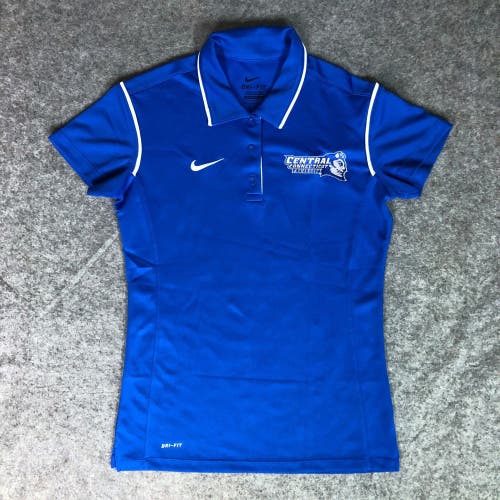 Central Connecticut State Blue Devils Womens Shirt Small Polo Nike Blue White
