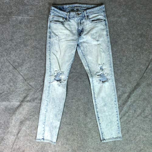 American Eagle Mens Jeans 29x29 Blue Denim Pant Skinny Distressed Light Casual