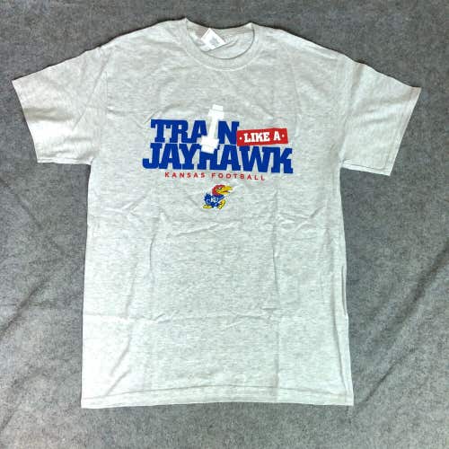 Kansas Jayhawks Mens Shirt Medium Gray Tee Short Sleeve Sports NCAA Football A2