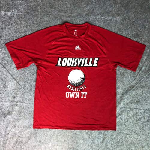 Louisville Cardinals Mens Shirt Medium Adidas Red Tee Short Sleeve Golf NCAA