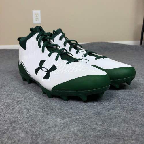 Under Armour Mens Football Cleat 13.5 White Green Lacrosse Shoe Sport Nitro Low