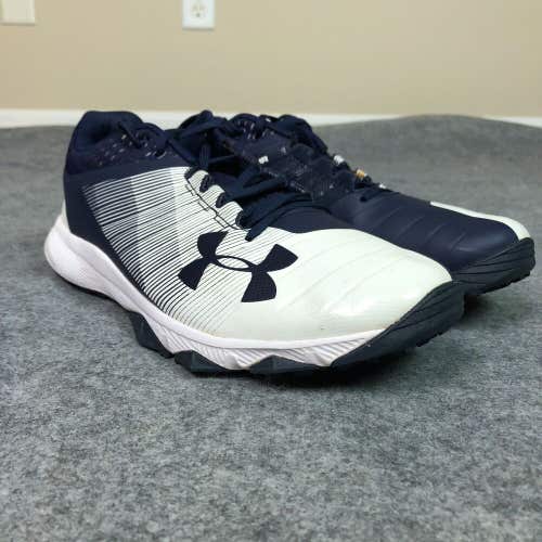 Under Armour Mens Shoes 9.5 White Navy Sneaker Training Sports Low Top Logo