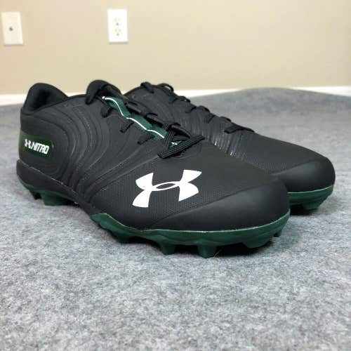 Under Armour Mens Football Cleat 13 Black Green Lacrosse Shoe Sport Nitro Low A1