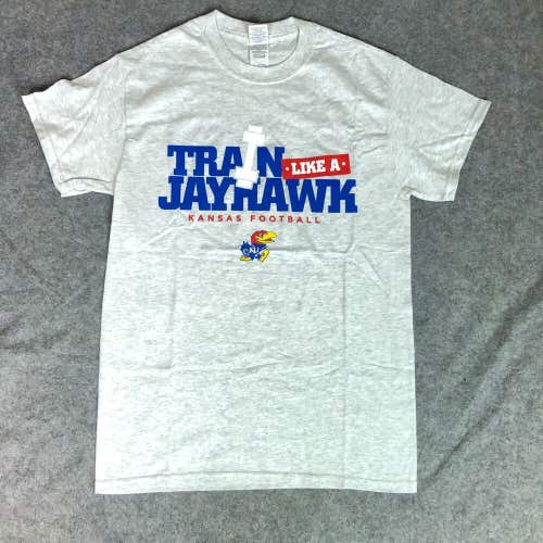 Kansas Jayhawks Mens Shirt Small Gray Tee Short Sleeve Sports NCAA Football A2