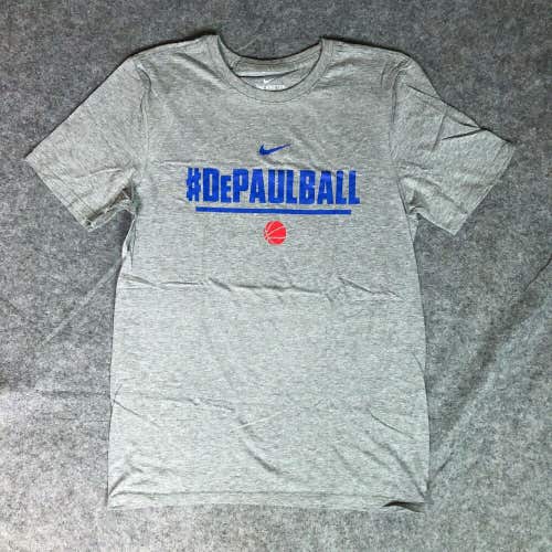 DePaul Blue Demons Mens Shirt Small Nike Gray Tee Short Sleeve Basketball NCAA