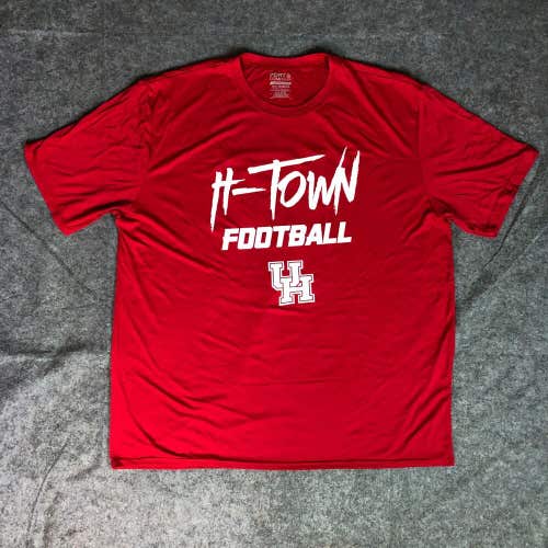 Houston Cougars Mens Shirt 2XL XXL Red White Tee Short Sleeve Football Top NCAA