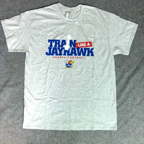 Kansas Jayhawks Mens Shirt Large Gray Tee Short Sleeve Sports NCAA Football A2