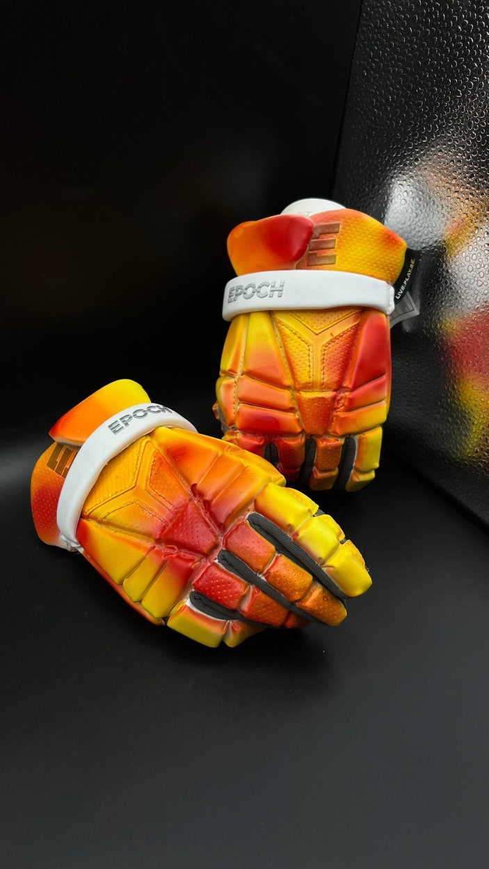 CUSTOM PAINTED RED TIE DYE New Epoch Integra Lacrosse Gloves Small