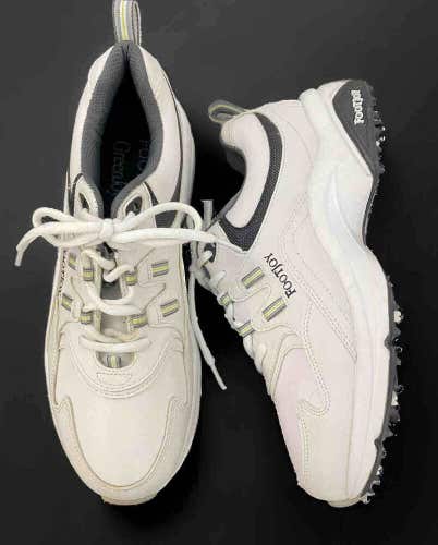 Footjoy Greenjoys Men’s Size 8.5 M 45335 Spikes Lace Up White Black Golf Shoes