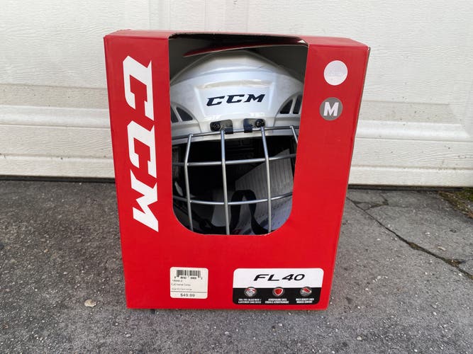 New CCM FL40 Medium Helmet Combo White